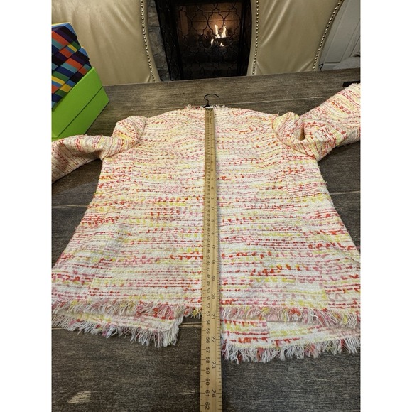 Kate Spade New York Multi Tweed Jacket Open Front Blazer Size 8 Pockets Spring - Picture 10 of 14